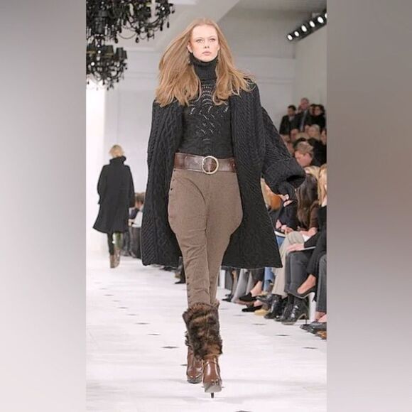 Ralph Lauren Collection Fall 2010 Hand Knit Black Alpaca Pointelle Turtleneck - Picture 5 of 16